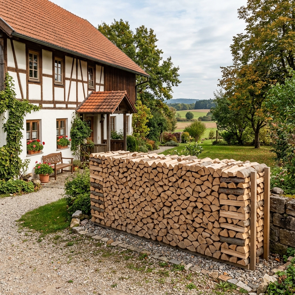 Brennholz professionell gestapelt